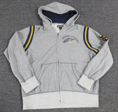 Lucky Brand Mens Large Full Zip Jacket Hooded Gray Freemans Athletics NY