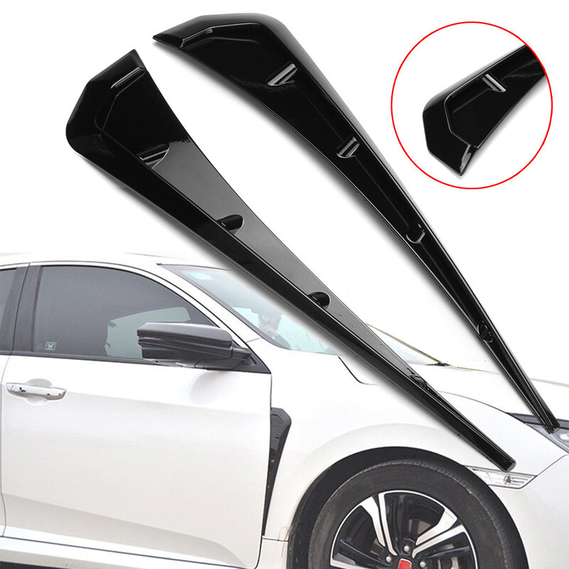 2pcs Glossy Black Car Side Fender Vent Air Wing Cover Trim Exterior ...