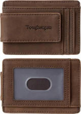 Toughergun Slim Minimalist Wallet for Men with Magnetic Money Clip Coffee 