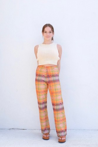 Paloma Wool Orange Nic Organic Cotton Jersey Lounge Pants Size S Plaid Pattern - Picture 8 of 8