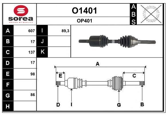 Arbre de transmission SNRA O1401 pour éliminer les claquements