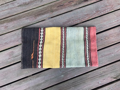 Turkish Kilim Pillow Cover Throw Pillow made of Vintage Handwoven Rug 28x15" - Picture 3 of 7