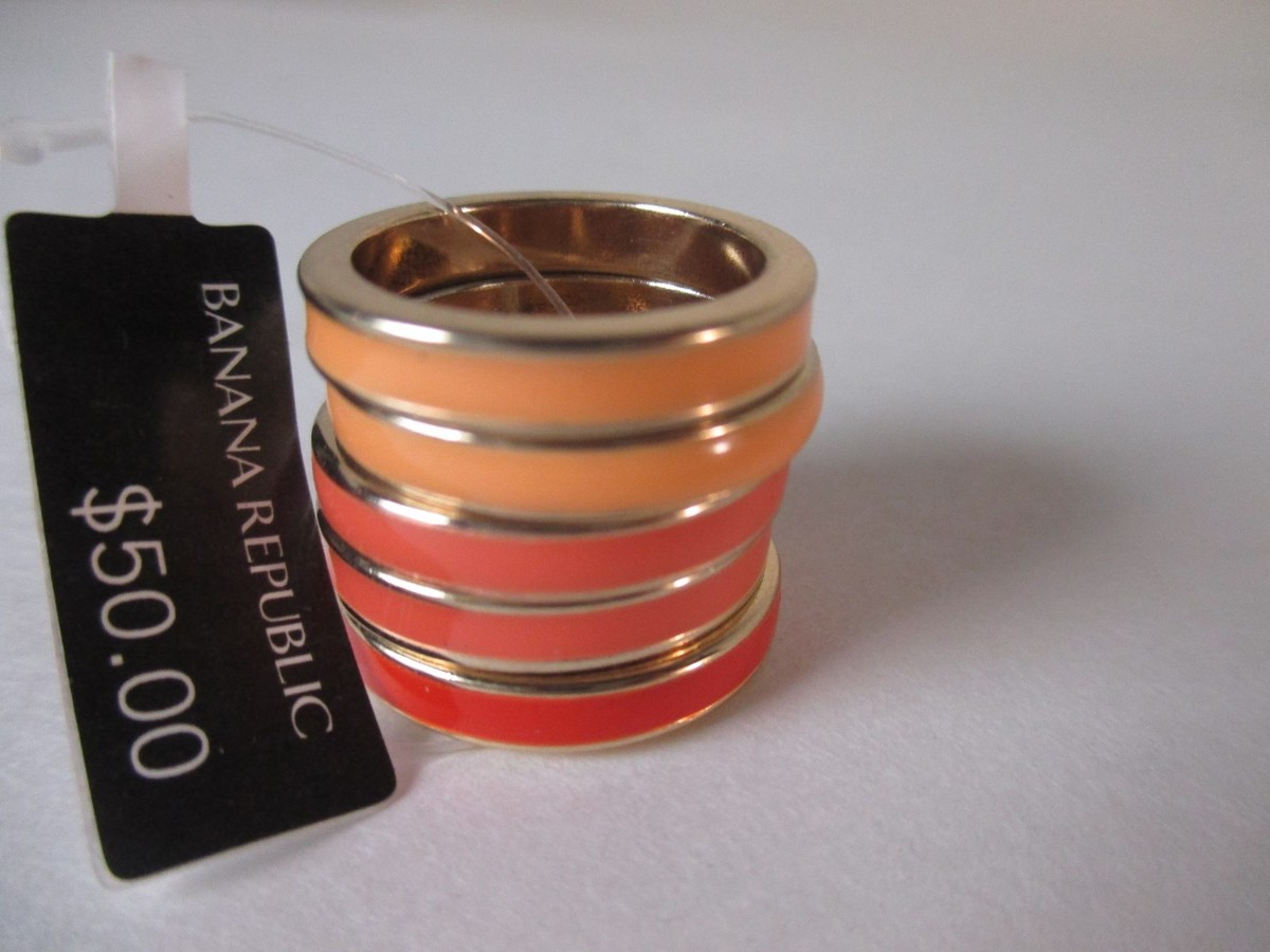 Banana Republic Women's Peach Enamel Stackable Ring Set of 6