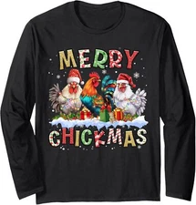 Christmas Chicken Funny Christmas Lights Design Long Sleeve Tshirt