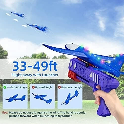 3-Pack LED Airplane Toy Launcher, 2 Flight Mode, Foam Gliders Best Gift for Kids - Image 2 of 4