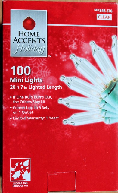 GE 100COUNT CLEAR WHITE MINI STRING LIGHTS w/GREEN WIRE