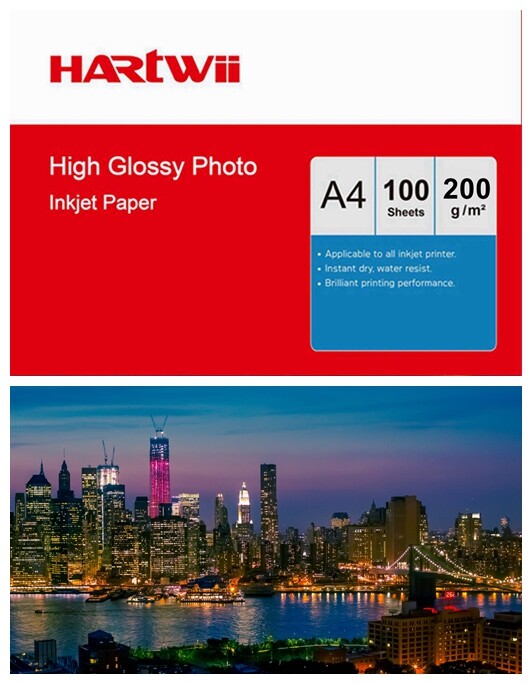 100Sheets A4 Photo Paper High Glossy 200Gsm Inkjet Paper Super White hartwii