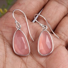 Girls Perfect Gift Earring, Rose Chalcedony Earring, Silver Gemstone Earring