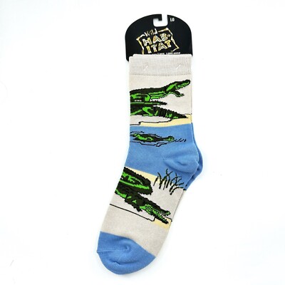 Alligator in Swamp Collectible Blue Green Crew Socks Unisex Medium Wild Habitat