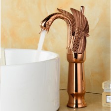 Rose Gold Brass Swan Bathroom Basin Sink Faucet Single Handle Mixer Tap fnf180-1