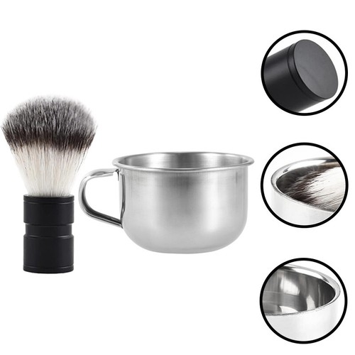 2 Pcs Mens Shaving Brush Suits for Beard Metal Bowl Set Retro Kit Grooming Tool - Picture 4 of 14