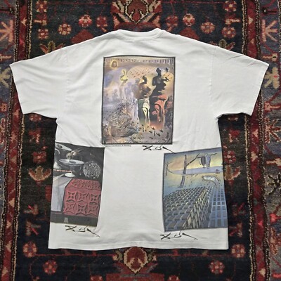 Vtg 90s Salvador Dali All Over Print T-Shirt XL St