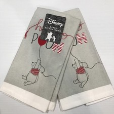 2 pack Disney WINNIE THE POOH Balloon Kitchen 100 Cotton Hand Towels Gray