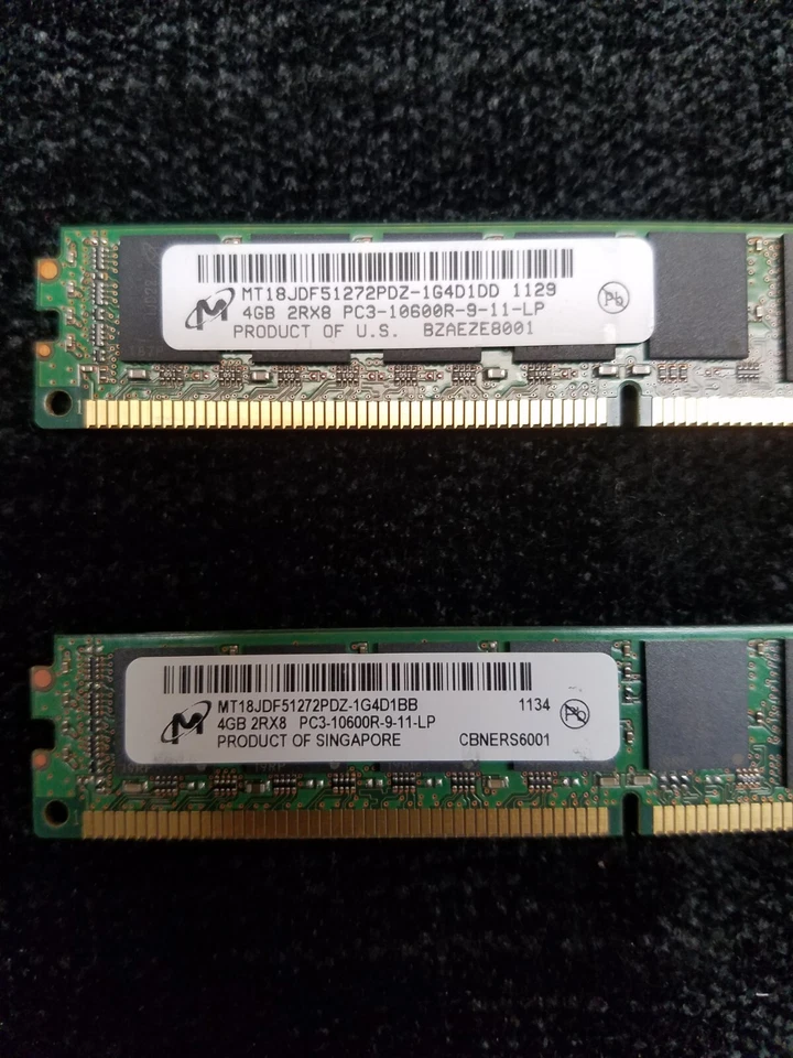 Micron 4GB 2Rx8 PC3-12800R ECC Reg Server Memory MT18JDF51272PDZ-1G1D1DD -PAIR - Image 2 of 4