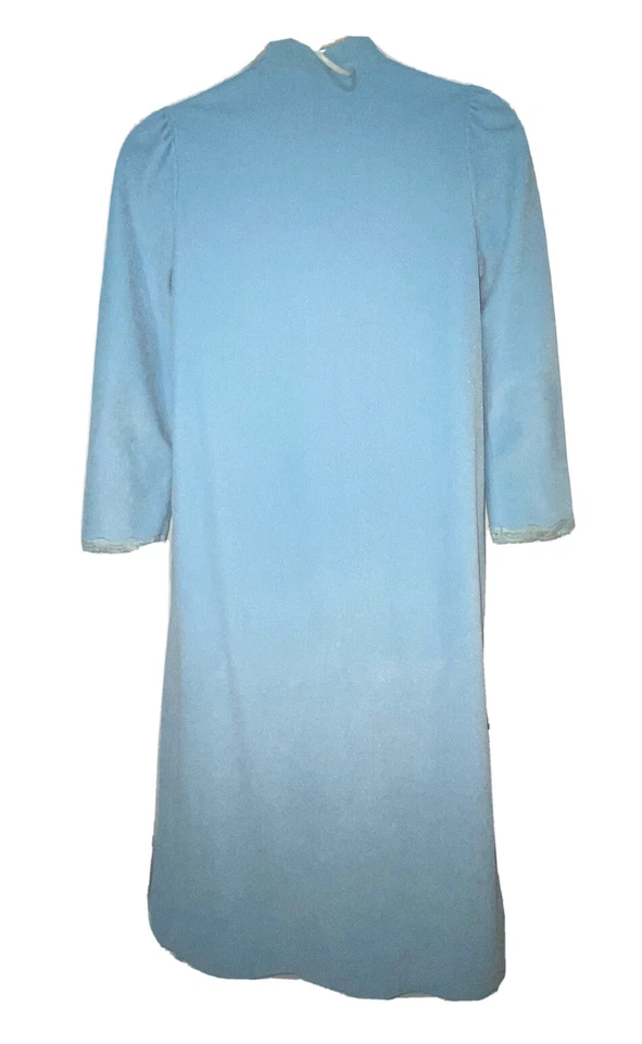 Abrigo de casa Vanity Fair con cremallera frontal polar en polvo azul borde de encaje pequeño de colección años 70 Foto 2 de 4