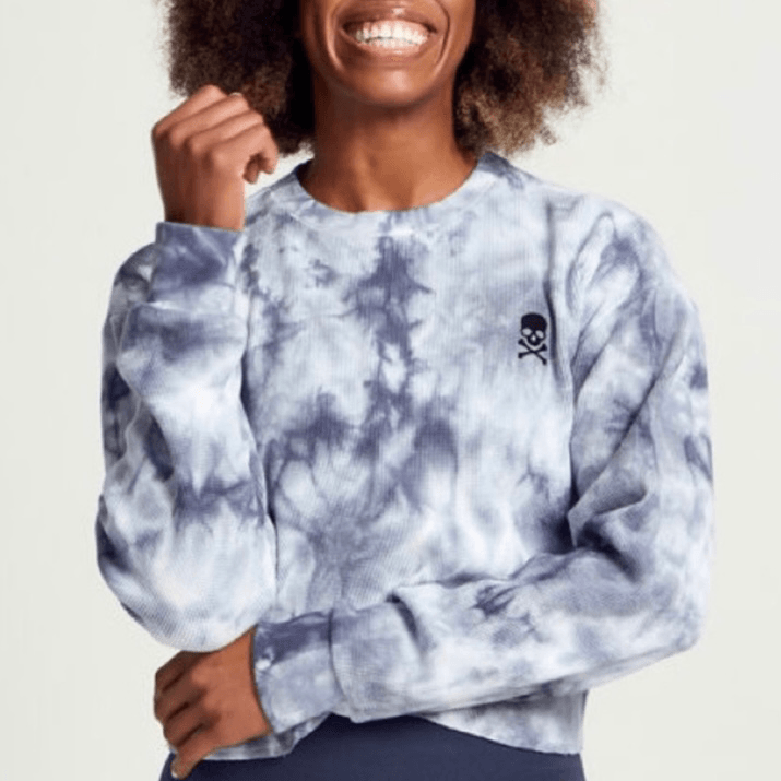 SoulCycle, Julia Tie Dye Cropped Long Sleeve Pullover Waffle
