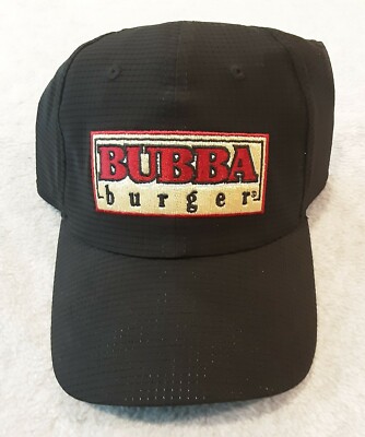 BUBBA burger Hat Cap Black Adjustable Hook & Loop Brand New