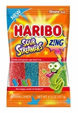 Haribo Gummi Candy, Sour Streamers, 4.5 Ounce (1-Bag)