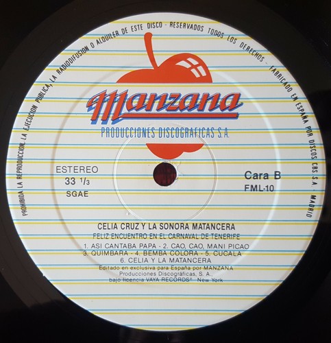 CELIA CRUZ & LA SONORA MATANCERA *Feliz Encuentro En Tenerife* 1988 Spain LP - Picture 4 of 4