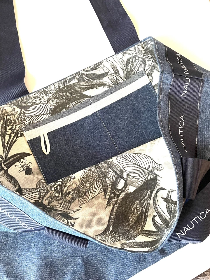 Bolso de mezclilla grande azul playa NAUTICA hecho a mano NAUTICA  Foto 3 de 4