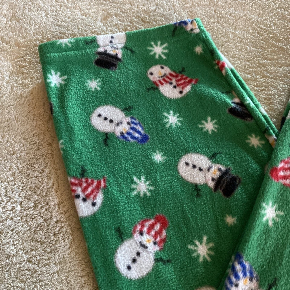 Childrens Place Boys Green White Snowman Snowflakes Fleece Pajama Pants 7-8 - Image 4 of 4