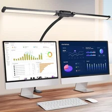 NEW LED Desk Lamp with Clamp Double Head Desk Lamp Eye-care 3color mode flexible