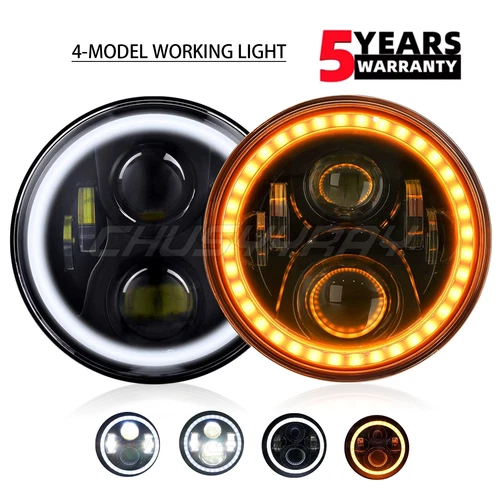 7" Motorcycle LED Hi/Lo Headlights Black For Kawasaki 1000 LTD 1977-1982 - Picture 1 of 11