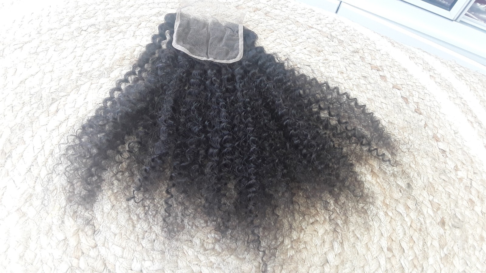 12A 20INCHES PERUVIAN VIRGIN HUMAN HAIR AFRO KINKY CURL 4X4 LACE CLOSURE 1B# 50g