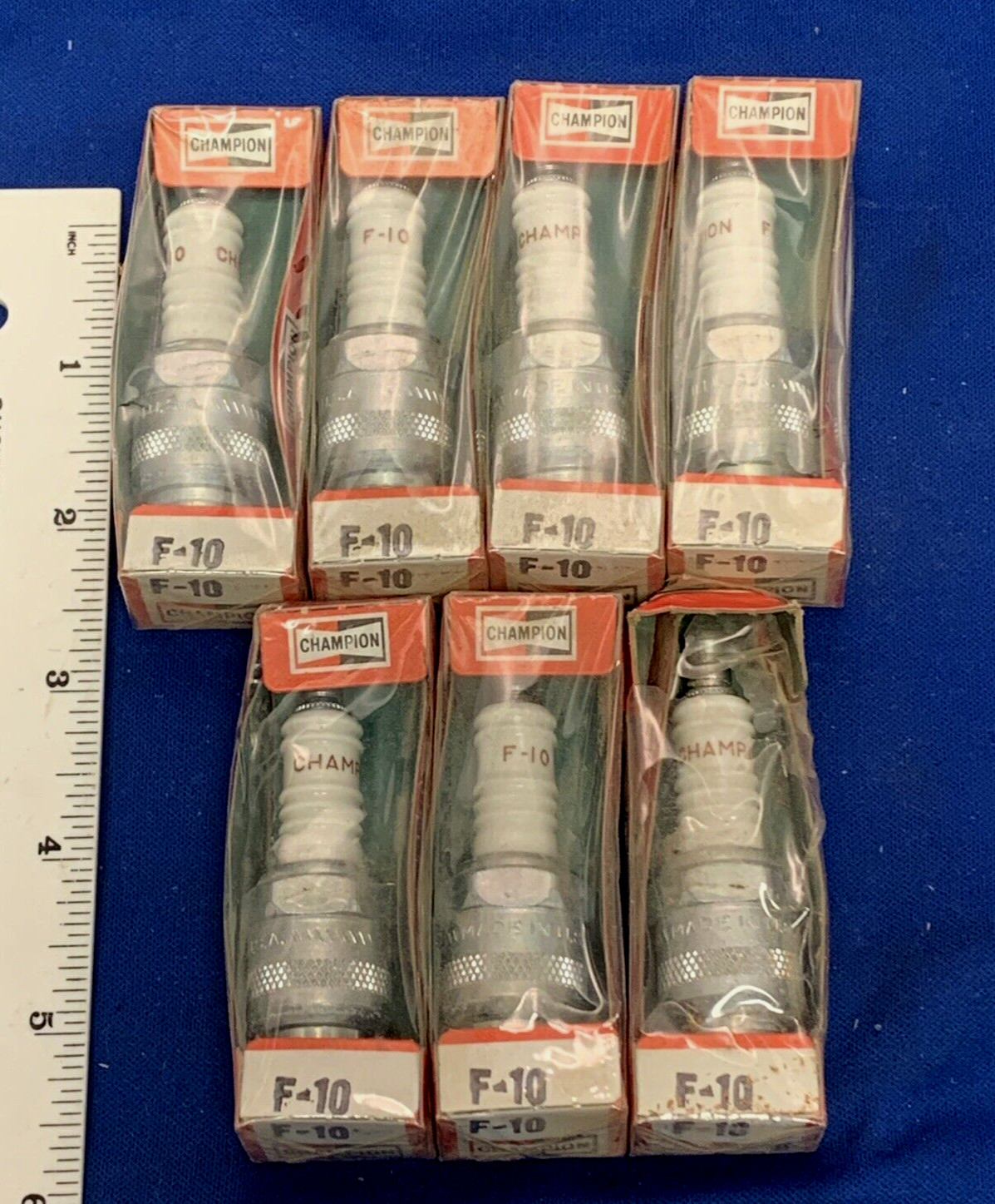 Lot of 7 - VINTAGE  F-10 CHAMPION SPARK PLUGS NOS USA F10