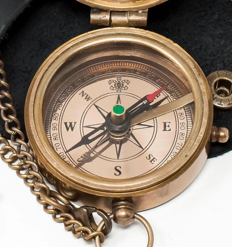 Antique Vintage Brass Pocket Compass Brass Nautical Compass Marine Compass Gift - 第 2/5 張圖片
