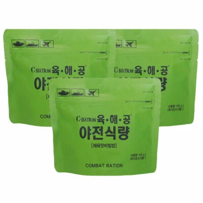3packs Korean Rice Stir fried pork freeze dried MRE Combat ready to eat military