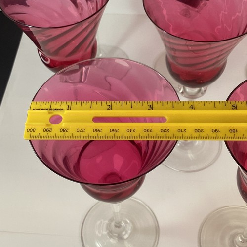 8 Handgeblasene rosa Cranberry Gläser optischer Wirbel 8"" Wasser Wein Becher - Bild 8 von 9
