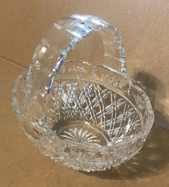 Vintage Tela Floral 24 Lead Bohemian Crystal Basket Clear Glass eBay