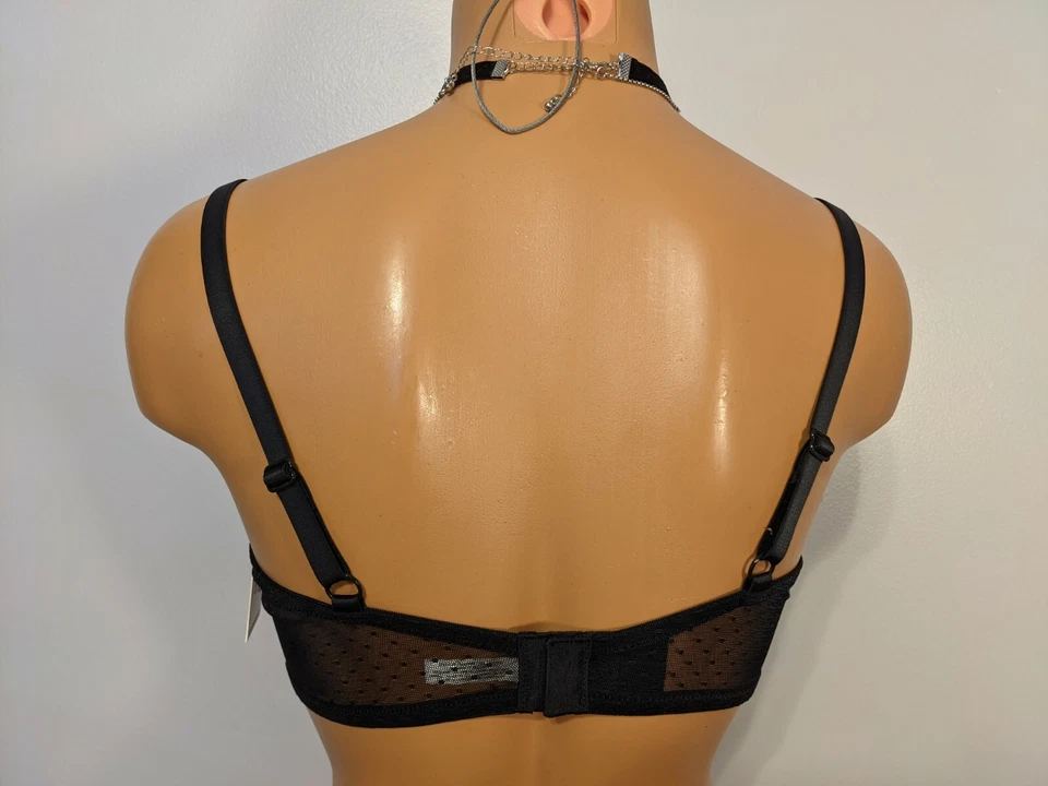 So Intimates Lace Trimmed T-Shirt Bra, CAN10352, Black / Nude, 34B - Image 4 of 4