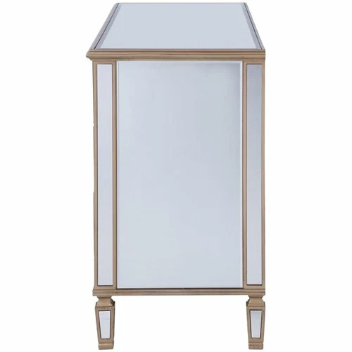 Elegant Decor Contempo 6 Drawer 60" Mirrored Dresser in Hand Rubbed Antique Gold - Picture 4 of 8