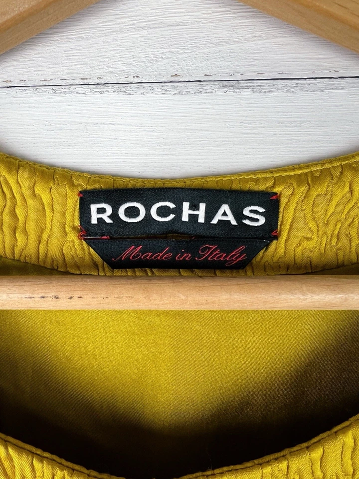 Vestido de cóctel con textura Rochas amarillo mostaza camisa estilo talla 40 Au 10-12 Foto 3 de 4