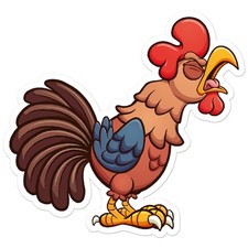 Cartoon Funny Rooster - Vinyl Decal Sticker - Car Window Laptop - ebn7823