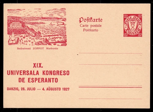 Danzig P 40 I, 20 Pf. Postal Card Esperanto Congress, Unused