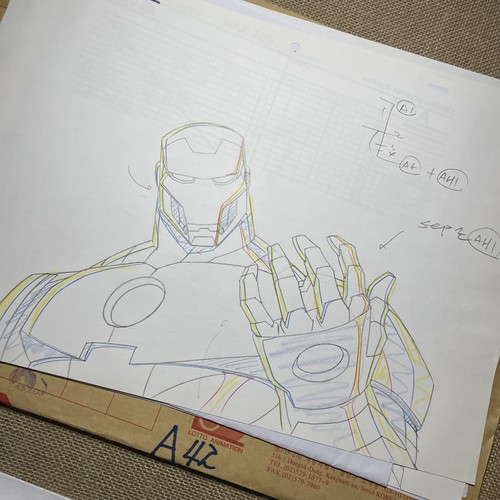 THE AVENGERS ASSEMBLE Animation Art Cels Layout Marvel Comics IRON MAN M96 - Picture 6 of 13