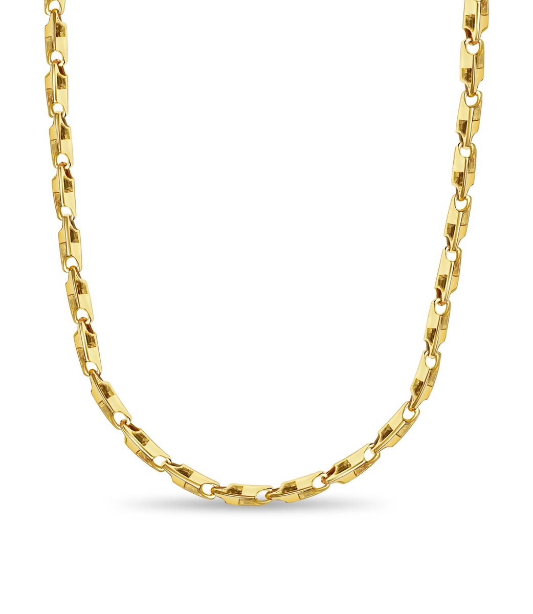 18k Solid Yellow Gold Handmade 6mm Rectangle Tube Link