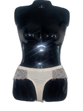 Jessica Simpson Bikini Panty Sissy Underwear Womens Size Medium Beige Pink Lace