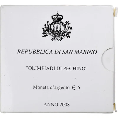 Saint Marin , 5 Euro, Olympic Games, Beijing 2008, BE, 2008, Rome, Argent, FDC - Photo 1/2
