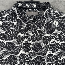 Daniel Cremieux Men's Signature Collection XL Polo Shirt Black White Palm Frond