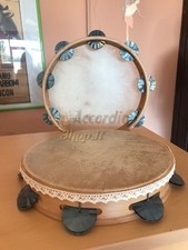 Tamburello basso da Pizzica pelle Naturale Artigianale con sonagli 30/33 cm