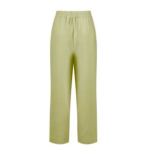 High Waist Drawstring Cotton Joggers Olive Green w/ Cuffs & Pockets Sz LG - Picture 7 of 12