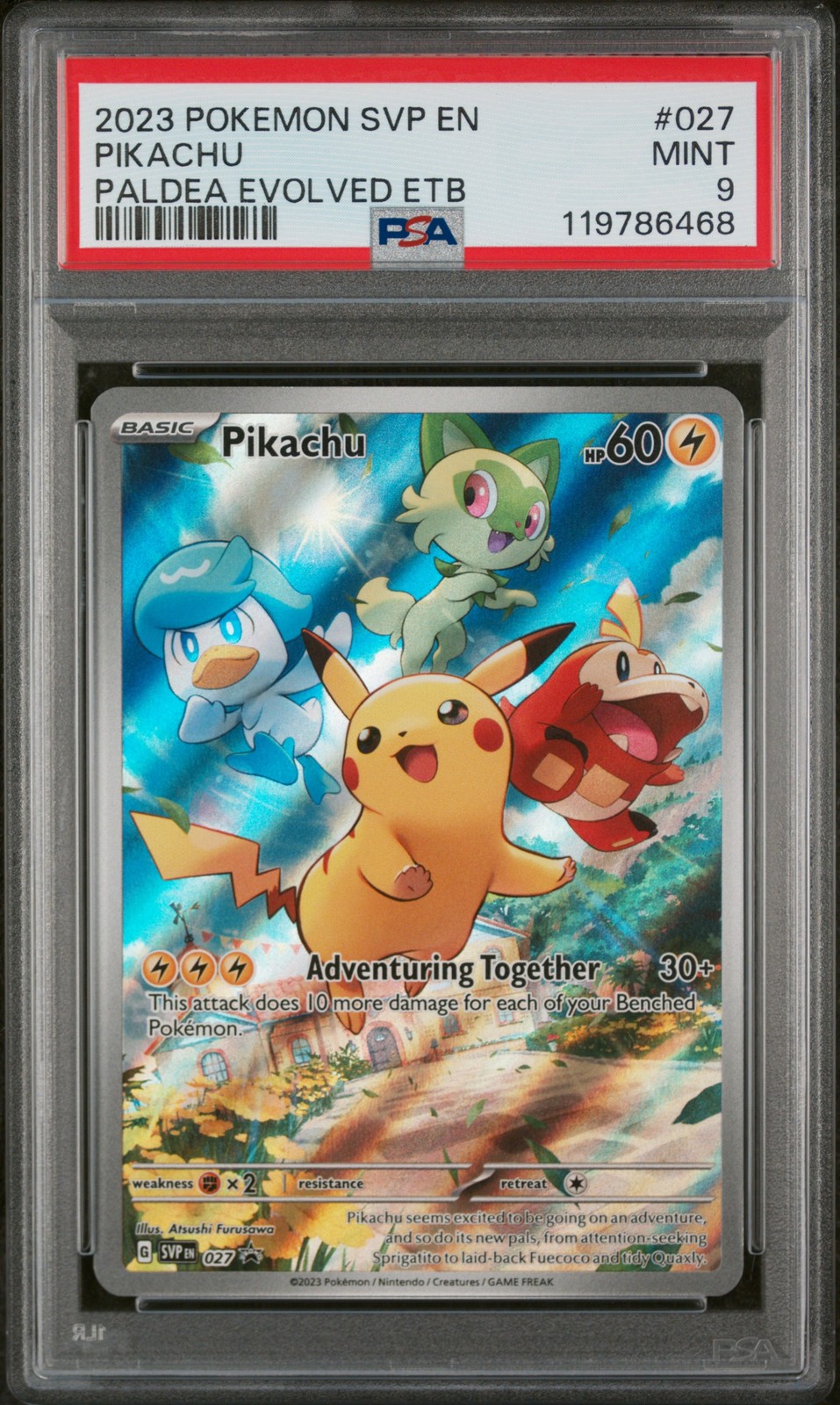 2023 POKEMON SVP EN-SV BLACK STAR PROMO #027 PIKACHU PSA 9