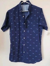 IZOD Shirt Mens Size Small All Over Sharks Blue Short Sleeve Comfort Polo NWT