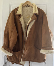 REAL SHEARLING SHEEPSKIN COAT Size Large 42" Men`s Brown Winter Jacket Vintage