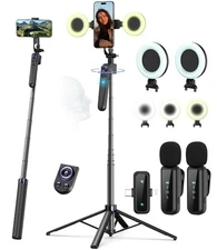 Vlogging Kit for iPhone/Android - 63" Tripod Light Wireless Mic Remote