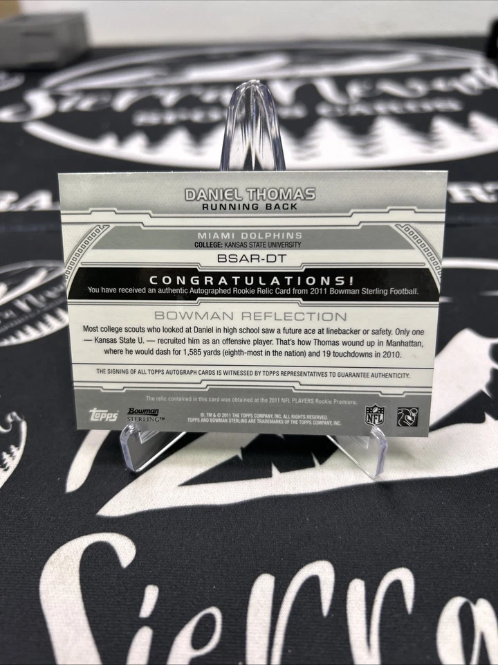 2011 Bowman Sterling - Autograph Relics Daniel Thomas #BSAR-DT Blue Refractor... - Image 2 of 2